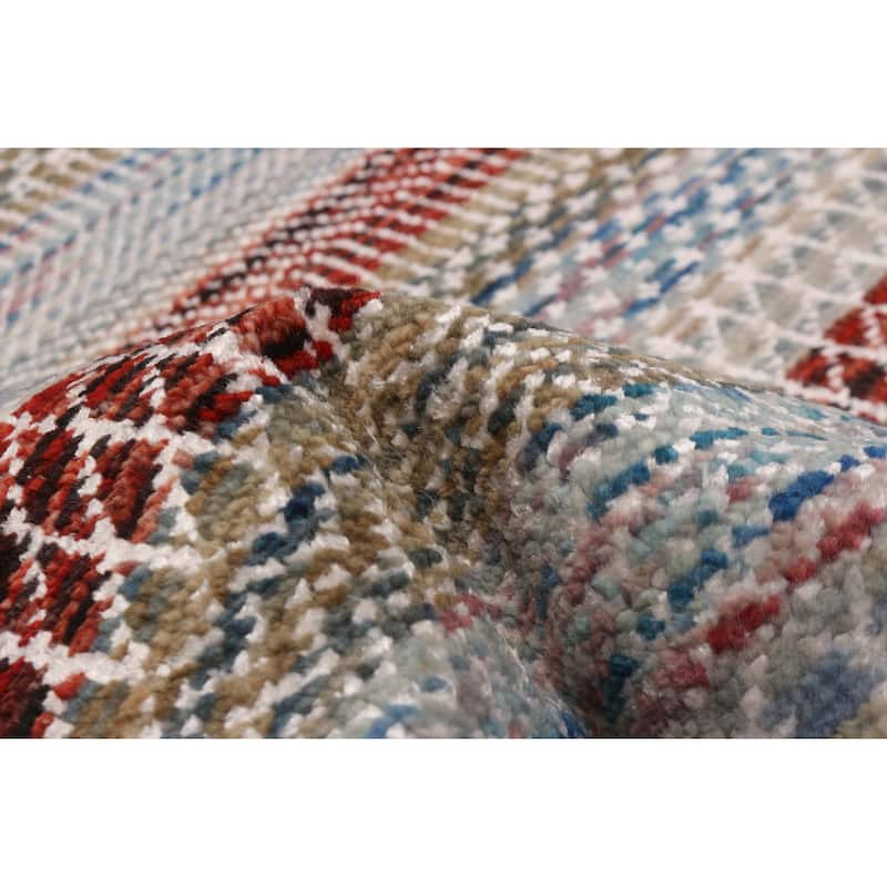 ECARPETGALLERY Hand-knotted Silk Shadow Multi Color Viscose, Wool Rug - 6' 9" x 6' 10"