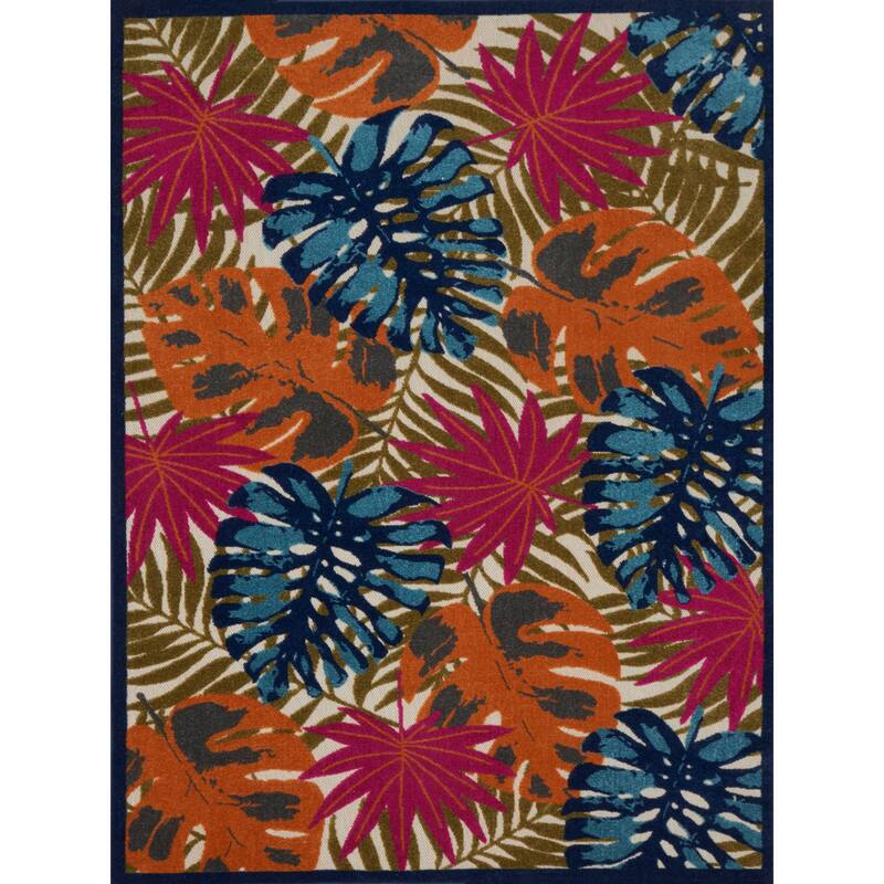Alexander Home Indoor/ Outdoor Tropical Leaves Area Rug