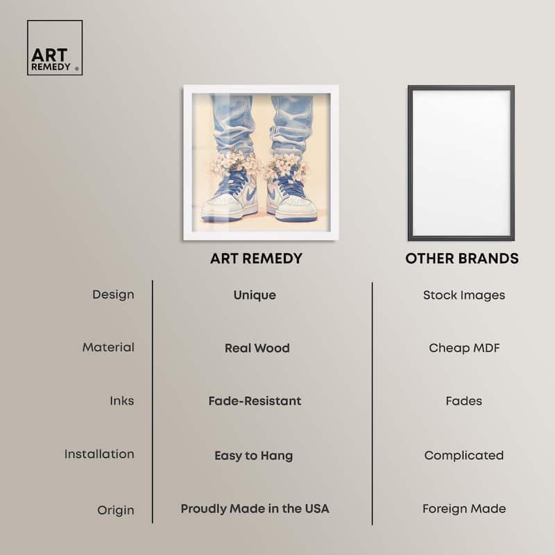 Gentle Blue Sneakers and Flowers Shadowbox by Art Remedy