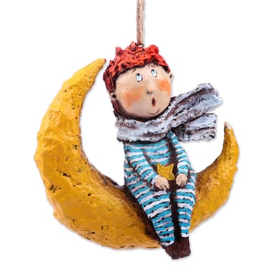 Novica Handmade The Dreamy Boy Papier Mache Ornament