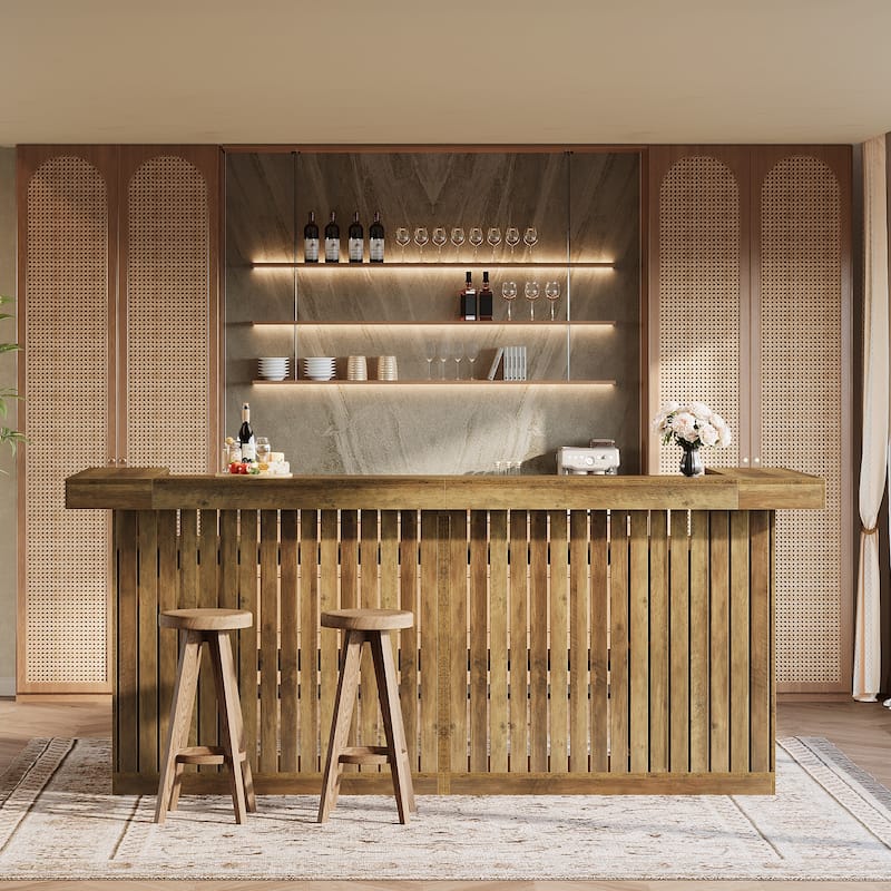 L-Shaped Home Bar Unit, 4-Tier Corner Liquor Bar Table