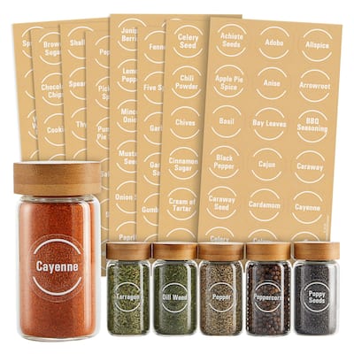 Talented Kitchen 144 Spice Labels Stickers + Pantry Labels, Round 1.5 in