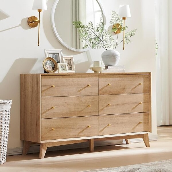 Mid Century Modern 6 Drawer Wood Dresser Chest of Drawers TV Stand On Sale Bed Bath Beyond 39946967