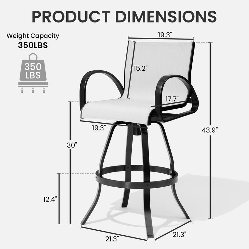 Crestlive Products Outdoor Patio All-weather Aluminum Swivel Bar Stools Sunbrella
