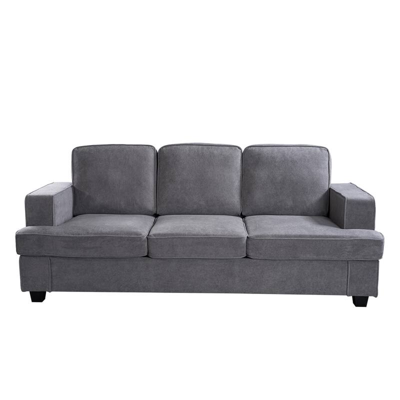 Comfortable 3 Seater Grey Velvet Sofa for Home, Apartment, Office