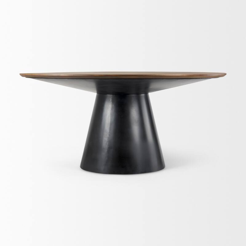 Mitchell Solid Wood Top and Black Cast Iron Base Round Dining Table