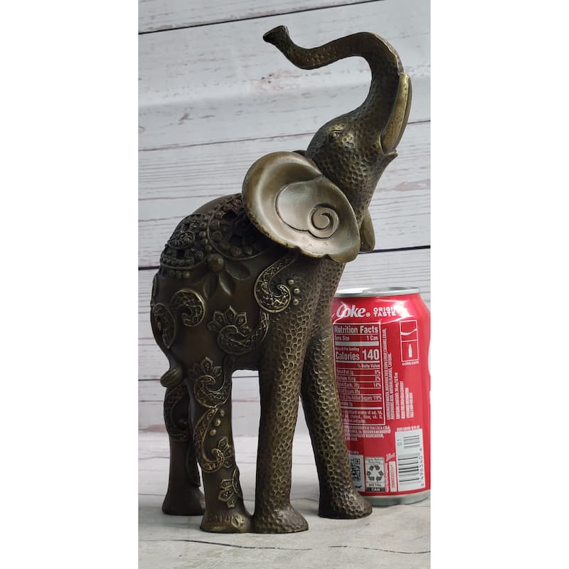 Decorative Indian Elephant Bronze Figure Statue Sculpture Hindu Design Handmade Art