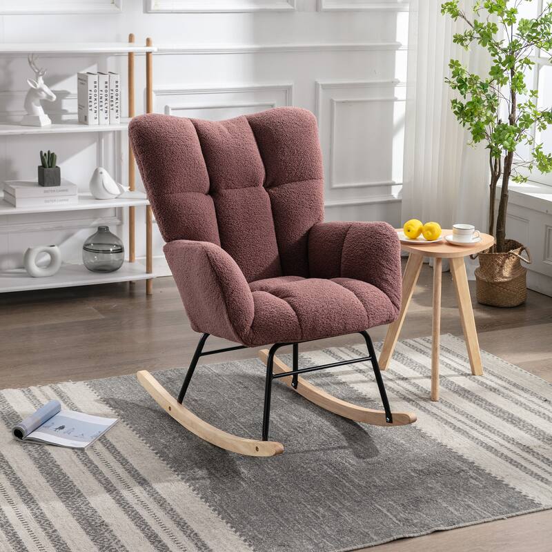 31.5" High Back Buttons Tufted Rocking Chair