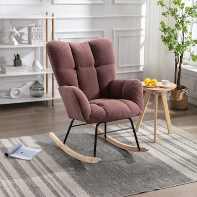 31.5" High Back Buttons Tufted Rocking Chair