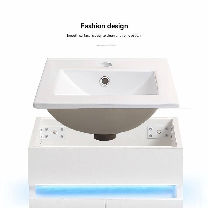 Sleek 16" Wall-Mounted Bathroom Vanity with Sink and Ample Storage