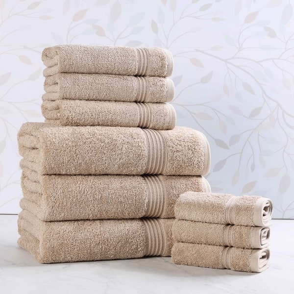 Superior Heritage Egyptian Cotton Absorbent 9-Piece Towel Set - Taupe