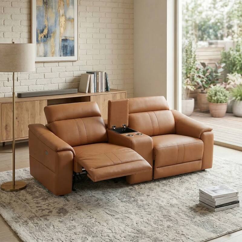 Power Recliner 3-Piece Loveseat Set with Storage Console - Brown
