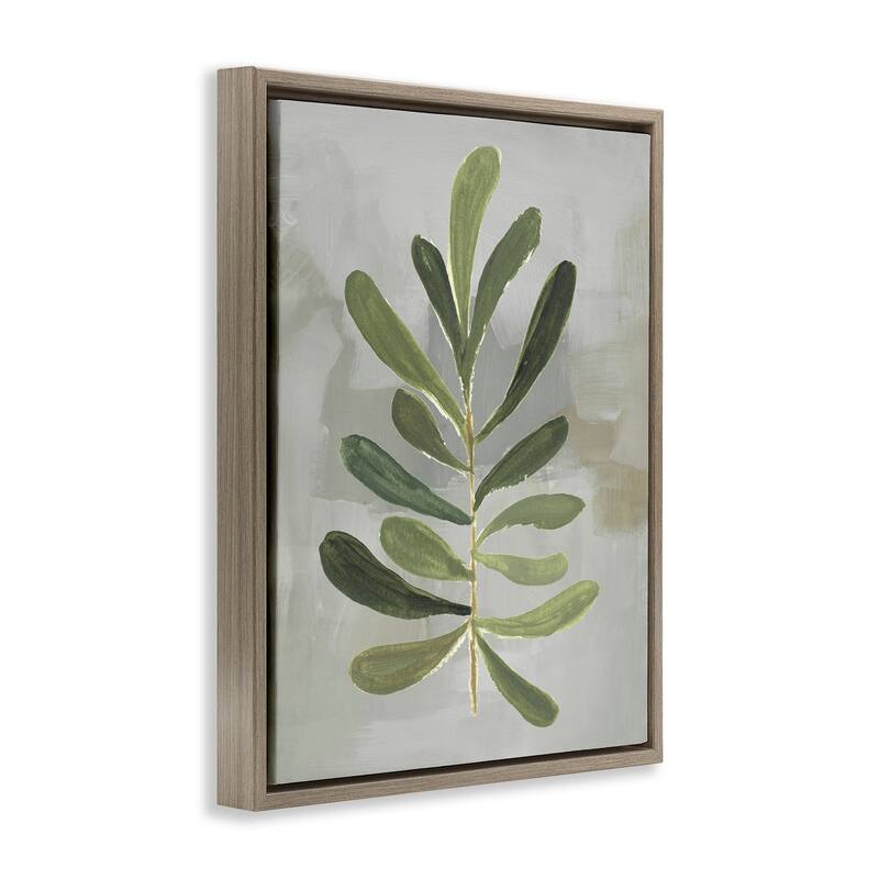 Stupell Single Green Leaf Branch Framed Floater Canvas Wall Art Design By Lanie Loreth