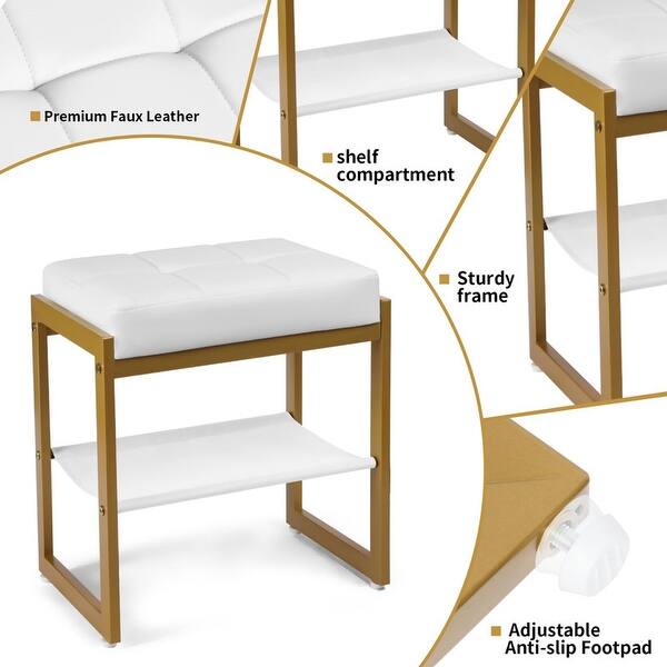 slim fit dress slacks Faux Leather Chic Makeup Table and Vanity Stool Set Premium Faux Leath main image 0