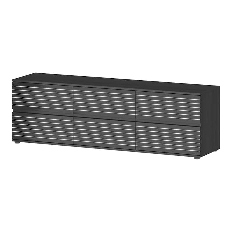 Elegant Storage Dresser/TV Stand with Six Drawers Black & White Chest - 63"