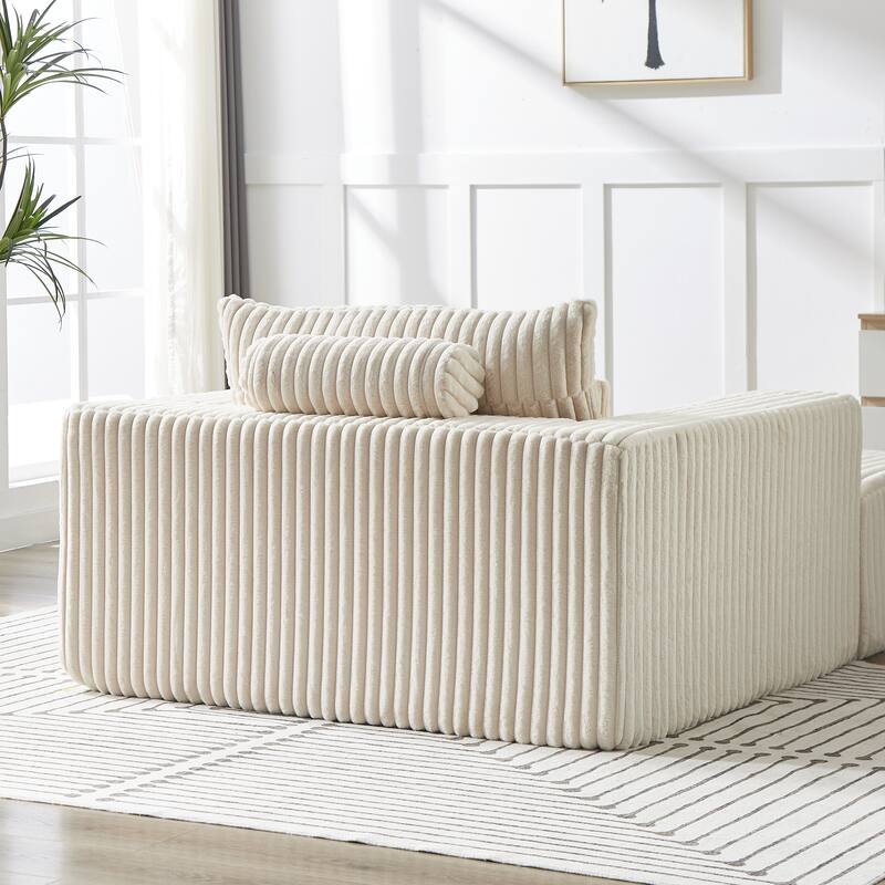 Corduroy Sponge Sofa Lounge Chair with Removable footrest