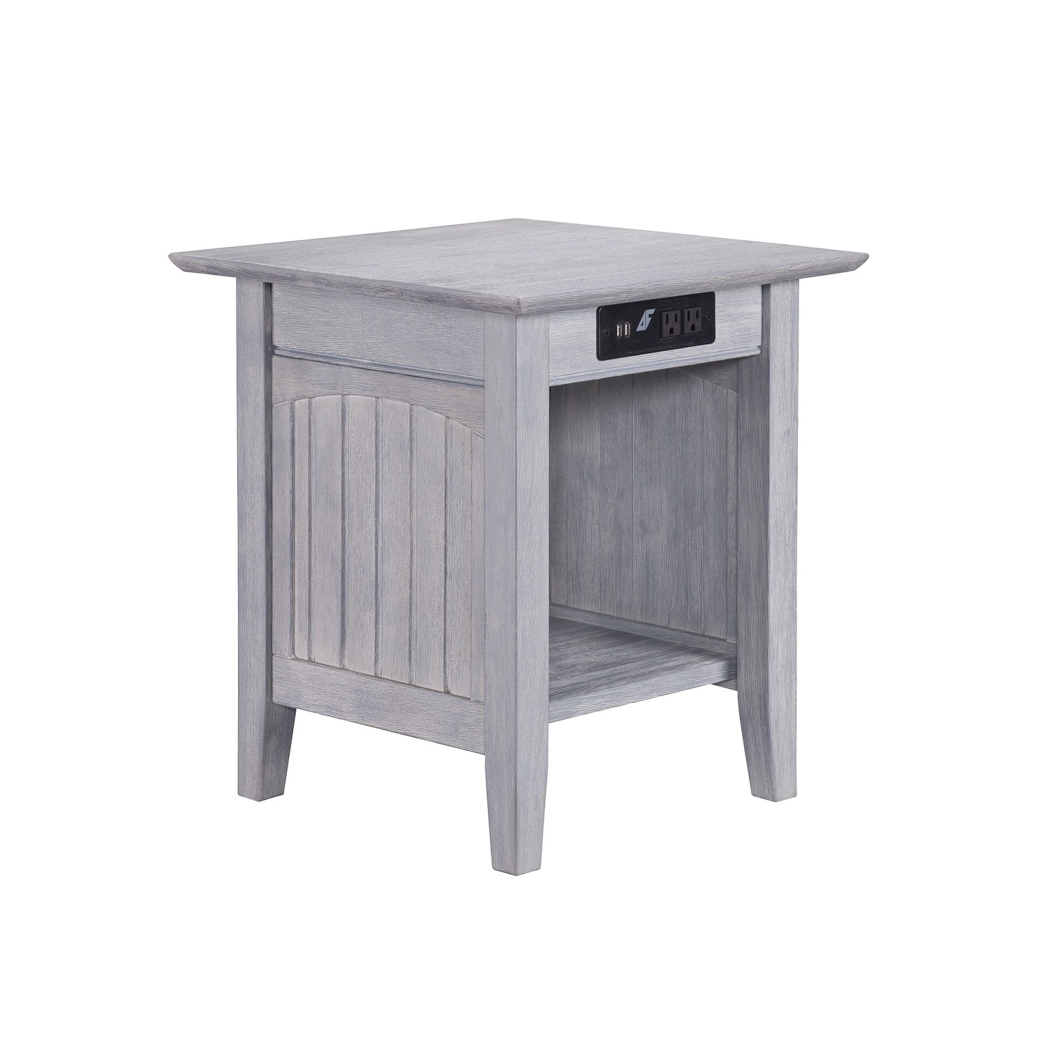 Nantucket End Table with BuiltIn Charging Station in Driftwood On