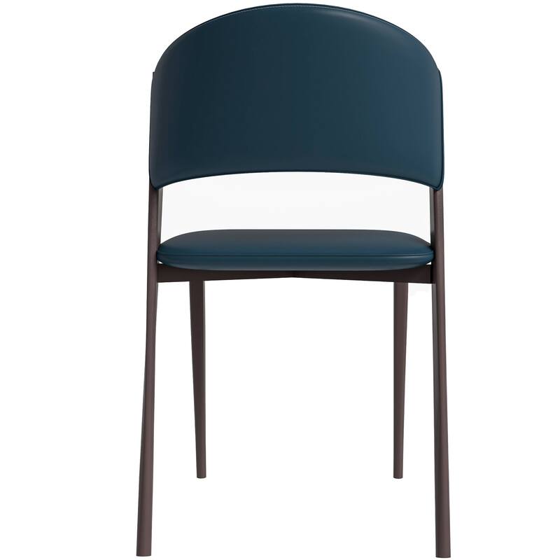 Leather Dining Chairs with Iron Legs and Open-Back Design Aspen Series Set of 2