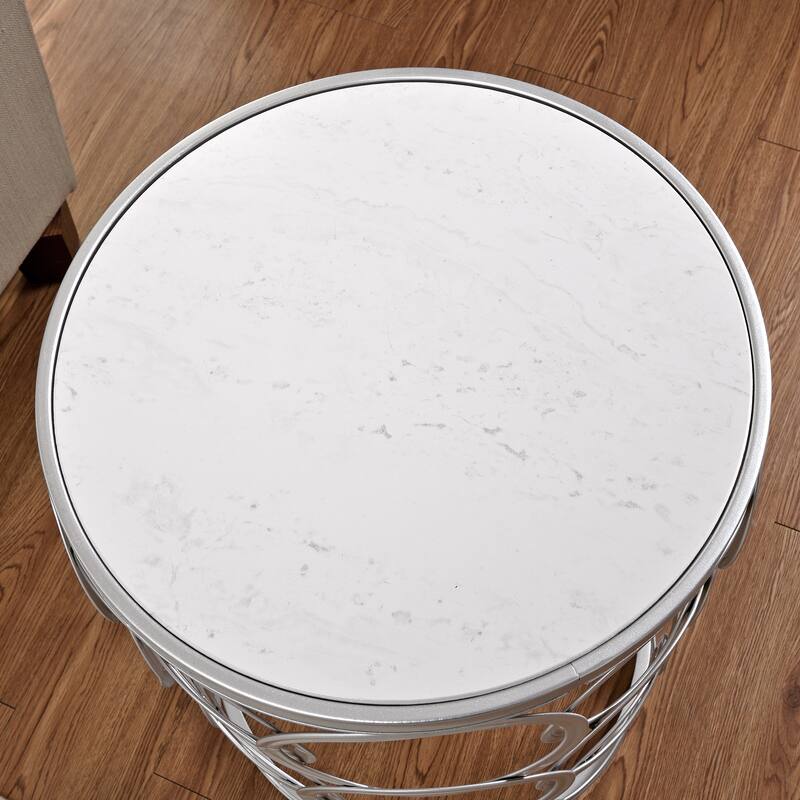FirsTime & Co. Gilded Circles Table, Iron, 16.75 x 16.75 x 22 in, American Designed