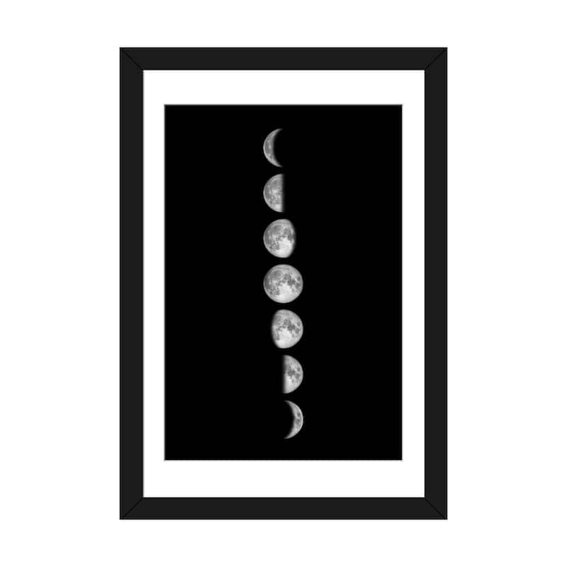 iCanvas "Minimalist Moon Phases - Black" by GetYourNerdOn - Black - 32x24x1