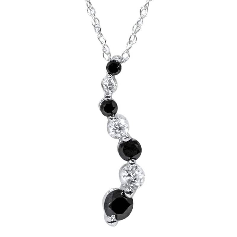 White Gold 1/2ct Black & White Diamond Journey Pendant