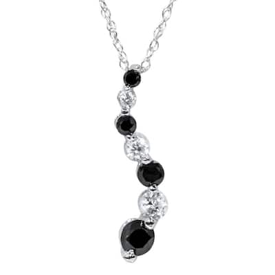 White Gold 1/2ct Black & White Diamond Journey Pendant