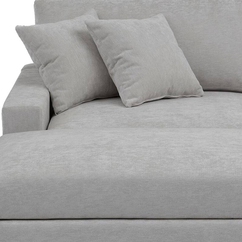 Modern Chenille Chaise Lounge Set with Ottoman