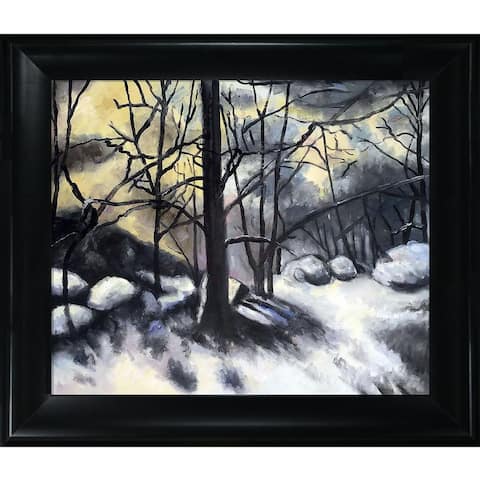 La Pastiche Melting Snow, Fontainebleau with Black Matte King Frame, 27" x 31"