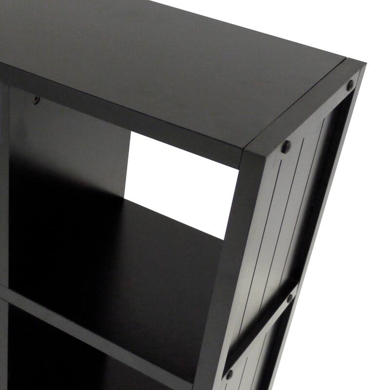 Timothy 7-Pc 3x3 Storage Shelf with 6 Foldable Fabric Baskets, Black and Chocolate - 37.76 x 11.81 x 40.08 inches
