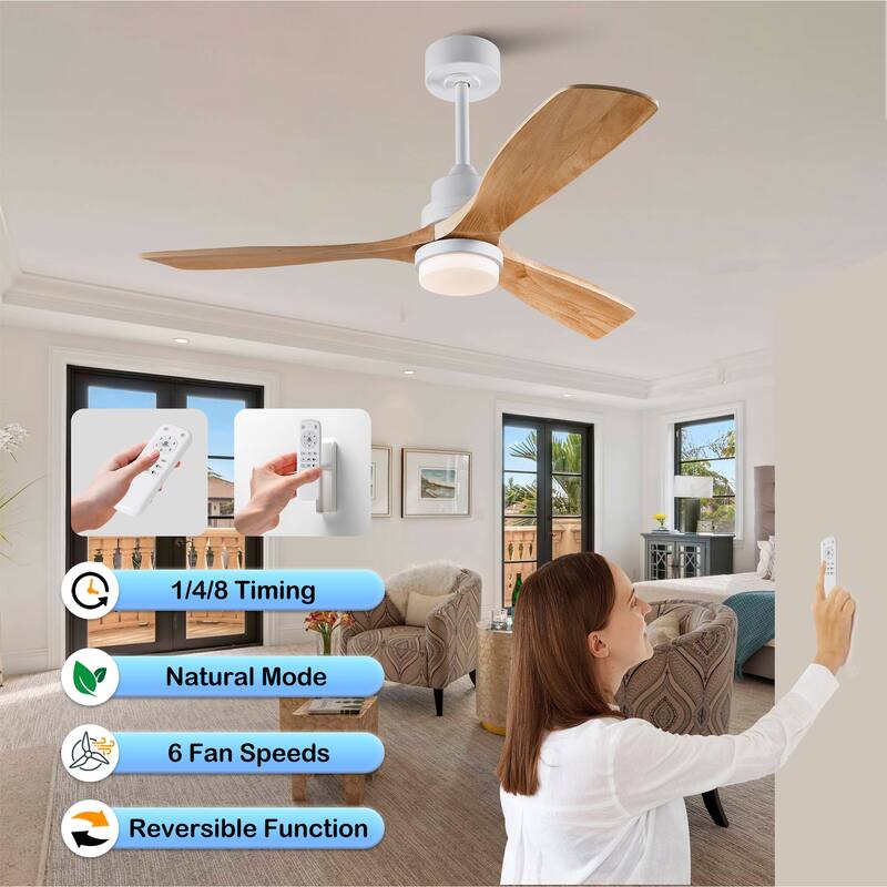 52" Ceiling Fan w/ 3 Color Dimmable 3 Blades Remote Control Reversible DC Motor