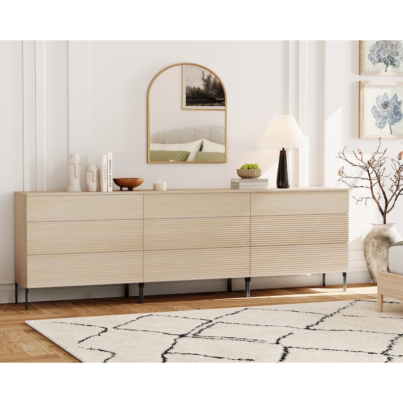 Modern Wood 3-Drawer Dresser With Reeded Design, Minimalist Dresser Organizer Storage