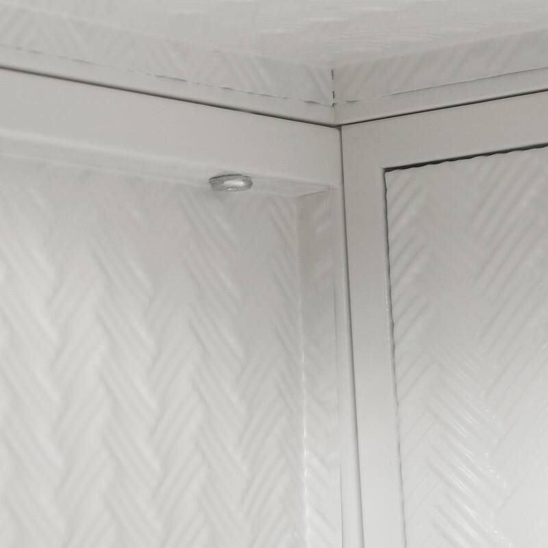 27.56" Modern Woven Pattern Glass Door Wall Cabinet - 3-Tier Storage for Living Room, Bathroom, Entryway & Dining Room