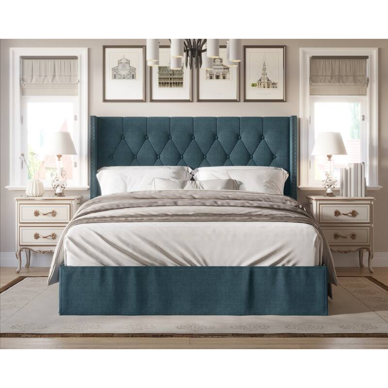 Billy Tufted Upholstered Panel Bed - Denim Blue - Full