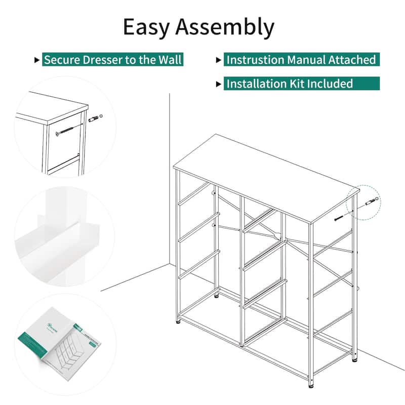Modern Wide Dresser Storage Tower with 8 Drawers