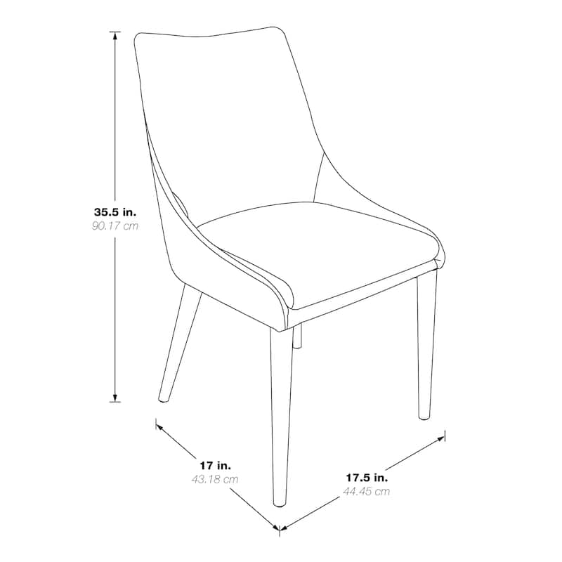 Palmer Mid-Century Modern Fabric Dining Chair in 2 Pack
