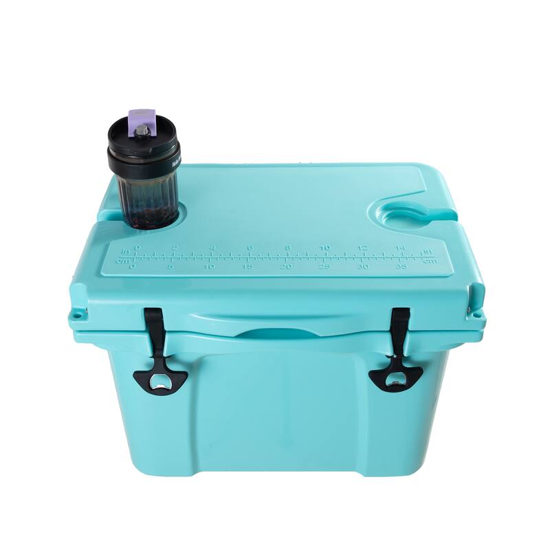 Anmytek 25QT Heavy Duty Rotomolded Insulated Cooler Box with 6 Day Ice Retention Turquoise Portable Hard Cooler