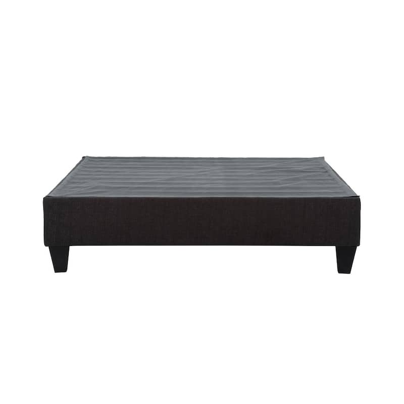Cleo King Size Bed Frame, Solid Wood, Soft Dark Gray Linen Upholstery