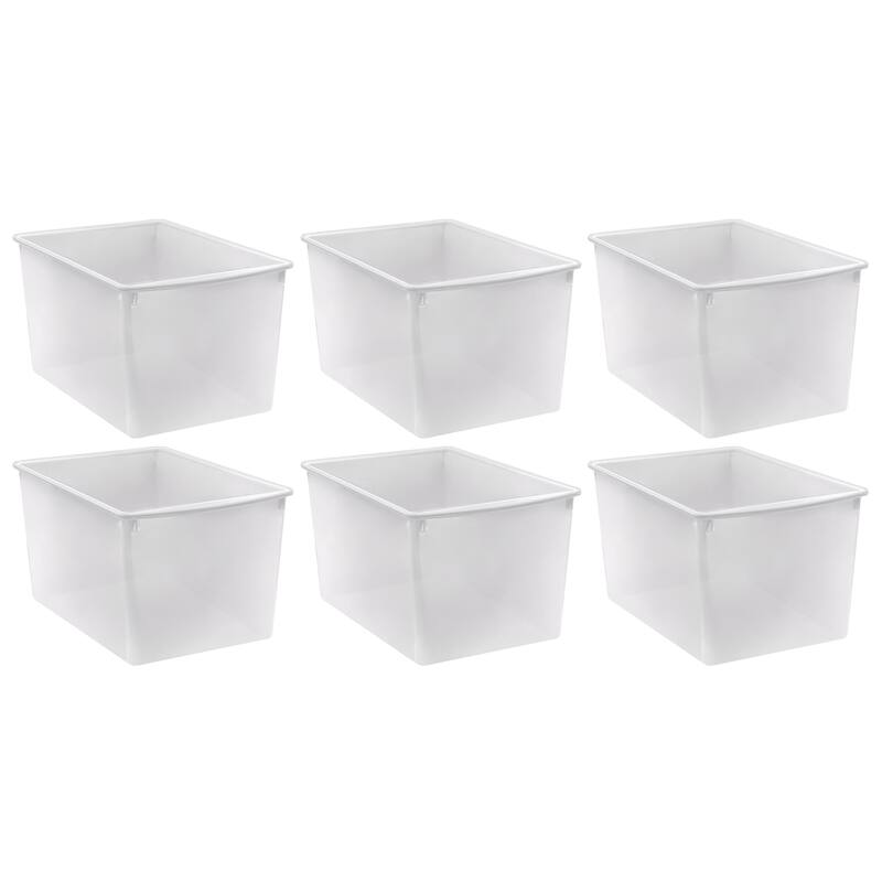 Teacher Created Resources Plastic Multi-Purpose Bin, Clear, Pack of 6