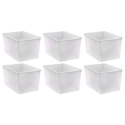 Teacher Created Resources Plastic Multi-Purpose Bin, Clear, Pack of 6