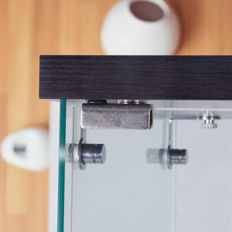 LED Glass Display Cabinet with 4 Shelves, Two Doors and Remote-Control Color Lighting