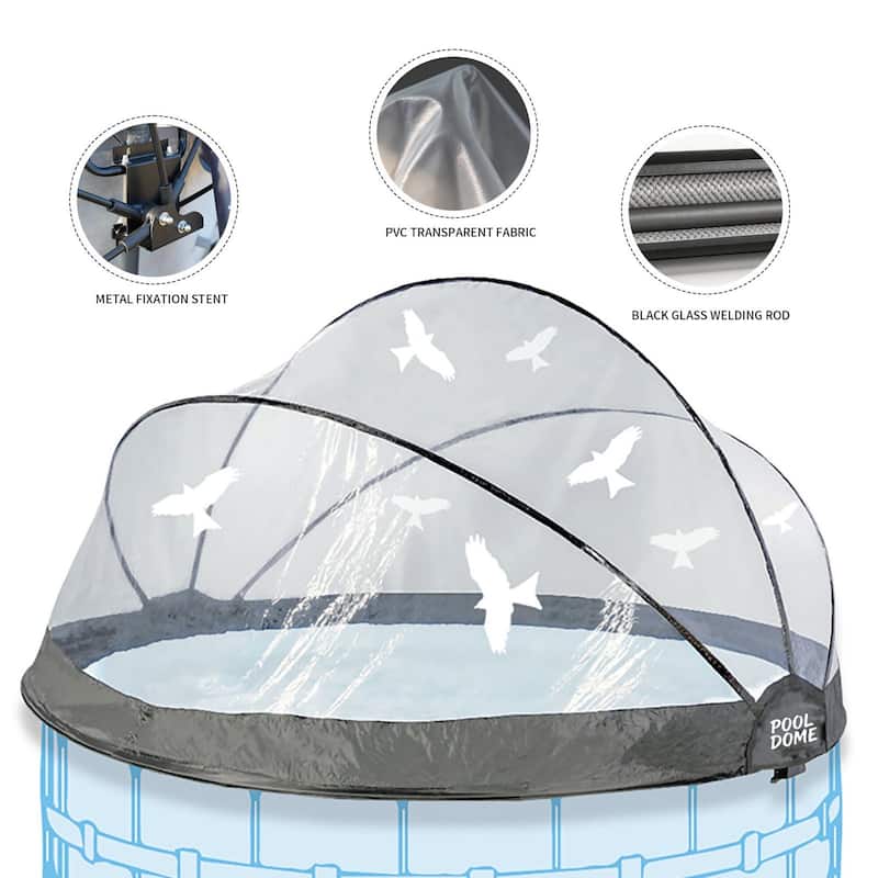 Round All Weather Pool Dome Enclosure for Outdoor Above-Ground Frame Pools (Compatible with Clean & Warm Water Pools)