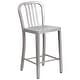 preview thumbnail 39 of 116, 2 Pack 24'' High Metal Indoor-Outdoor Counter Height Stool w/ Vertical Slat Back
