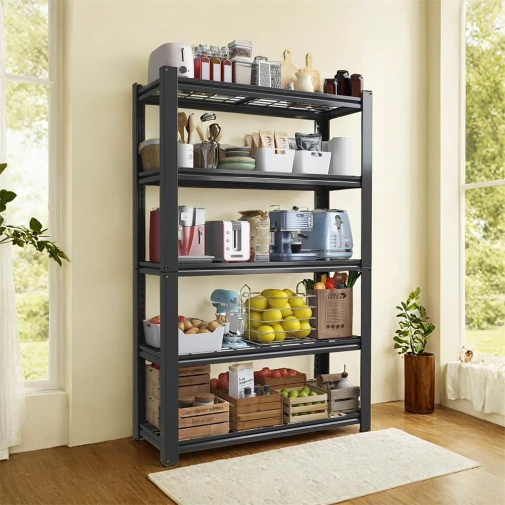 72"H 5-Tier Adjustable Heavy Duty Shelving Metal Mesh Storage Rack