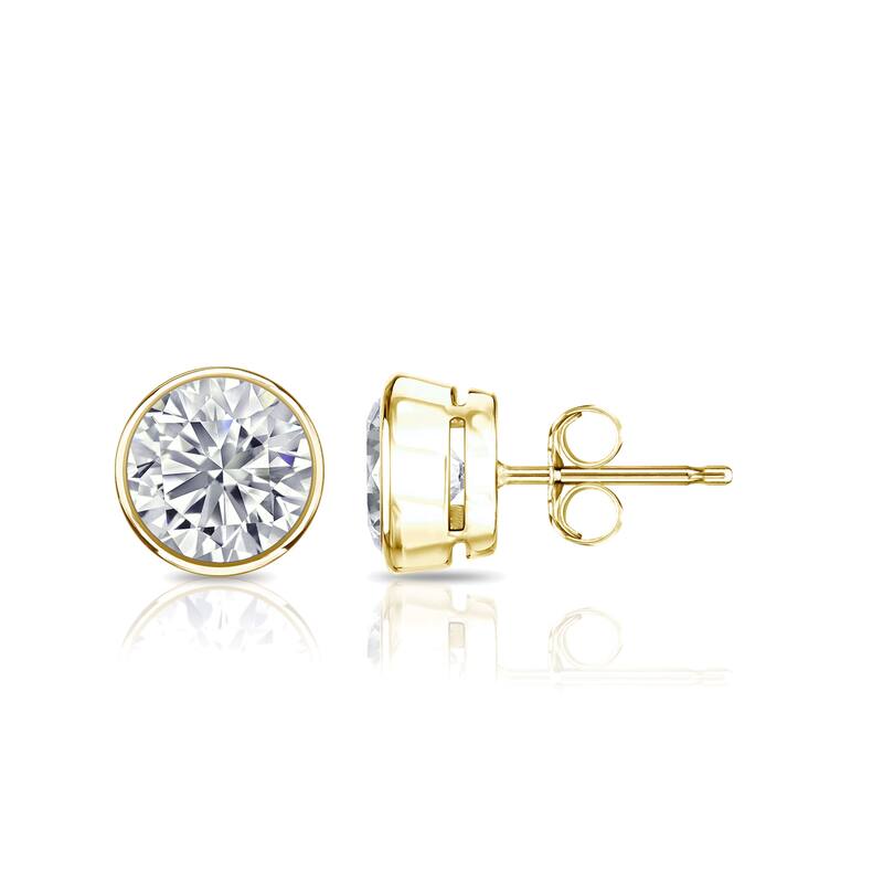 Auriya 14k Gold 2ctw Bezel-set Round Moissanite Stud Earrings - 6.5 mm
