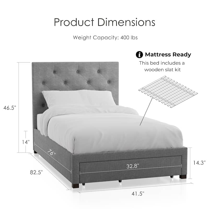 Furniture of America Malaer Modern Button Tufted 1-drawer Platform Bed
