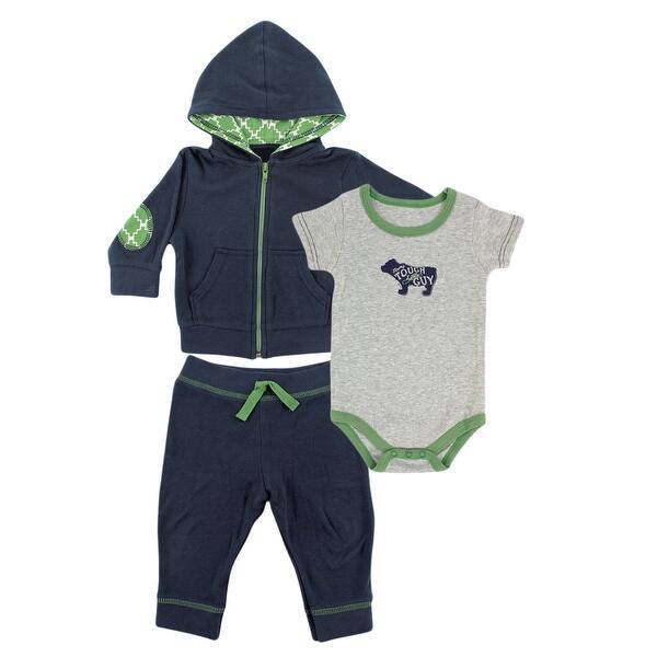 slide 1 of 1, Yoga Sprout Baby and Toddler Boy Cotton Hoodie, Bodysuit or Tee Top, and Pant, Bear Baby 0-3 Months - Bear Baby