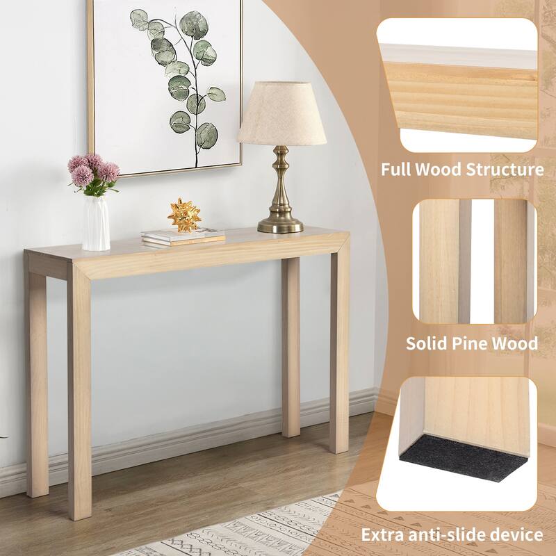 Pinewood Entryway Table Console with Sturdy Surface 220 lbs - 46.1 x 11.8 x 31.9 in