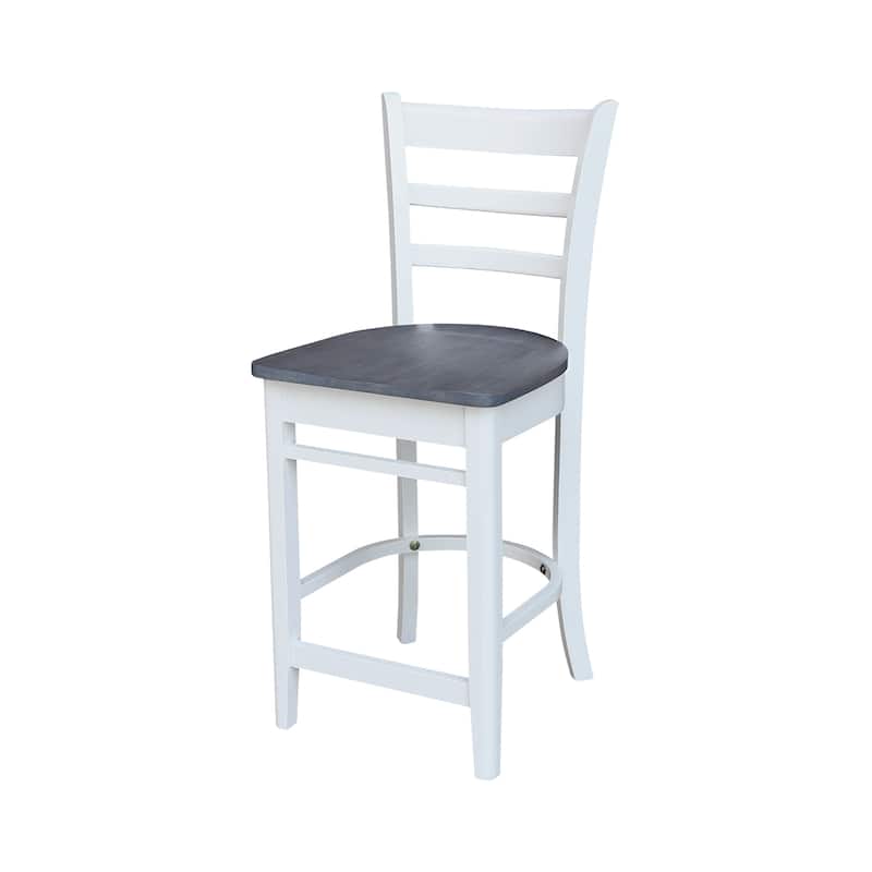 International Concepts Solid Wood Emily Dining Stool - White/Heather Gray - Counter Height