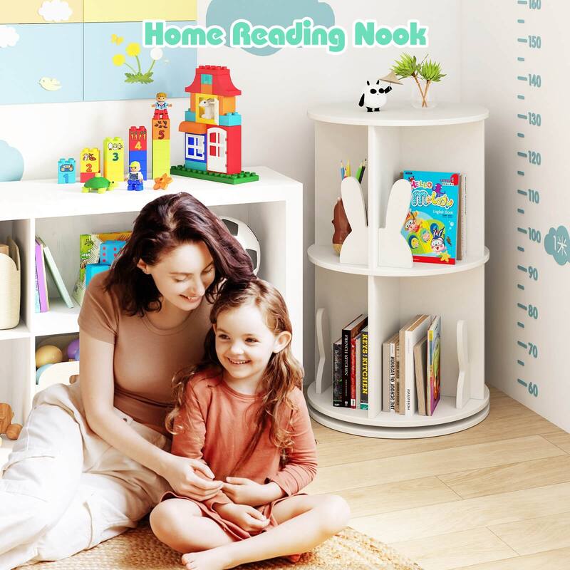 Costway Kids Rotating Bookshelf 2 Tier Freestanding 360° Revolving - See Details
