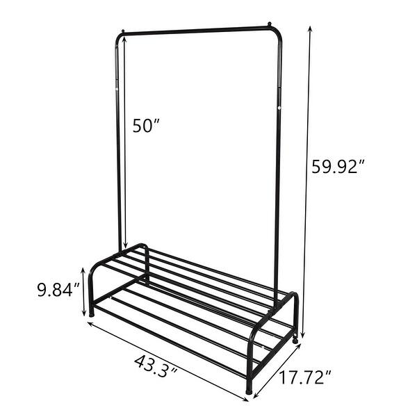 Clothing Garment Rack with Shelves, Metal Cloth Hanger Rack Stand Clothes Drying Rack for